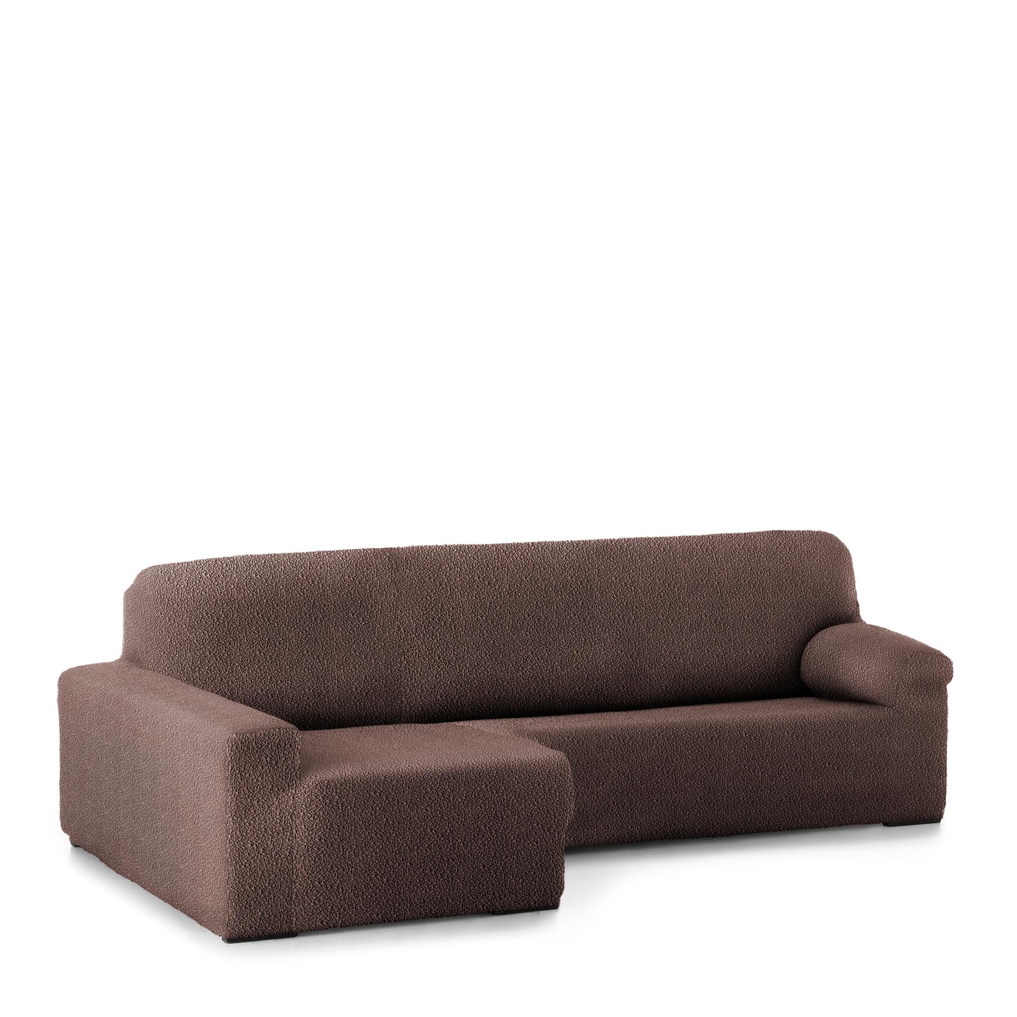 Funda Sofá Chaise Longue Brazo Corto Derecha Color Marrón Tacto Extra Suave | Ecommerc3 Con