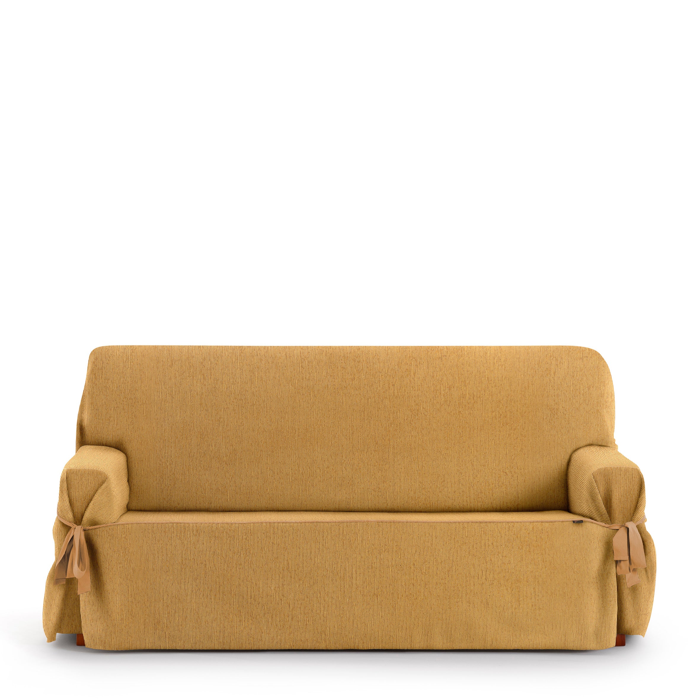 Funda de sofá 2 plazas con lazos beige 140 - 180 cm