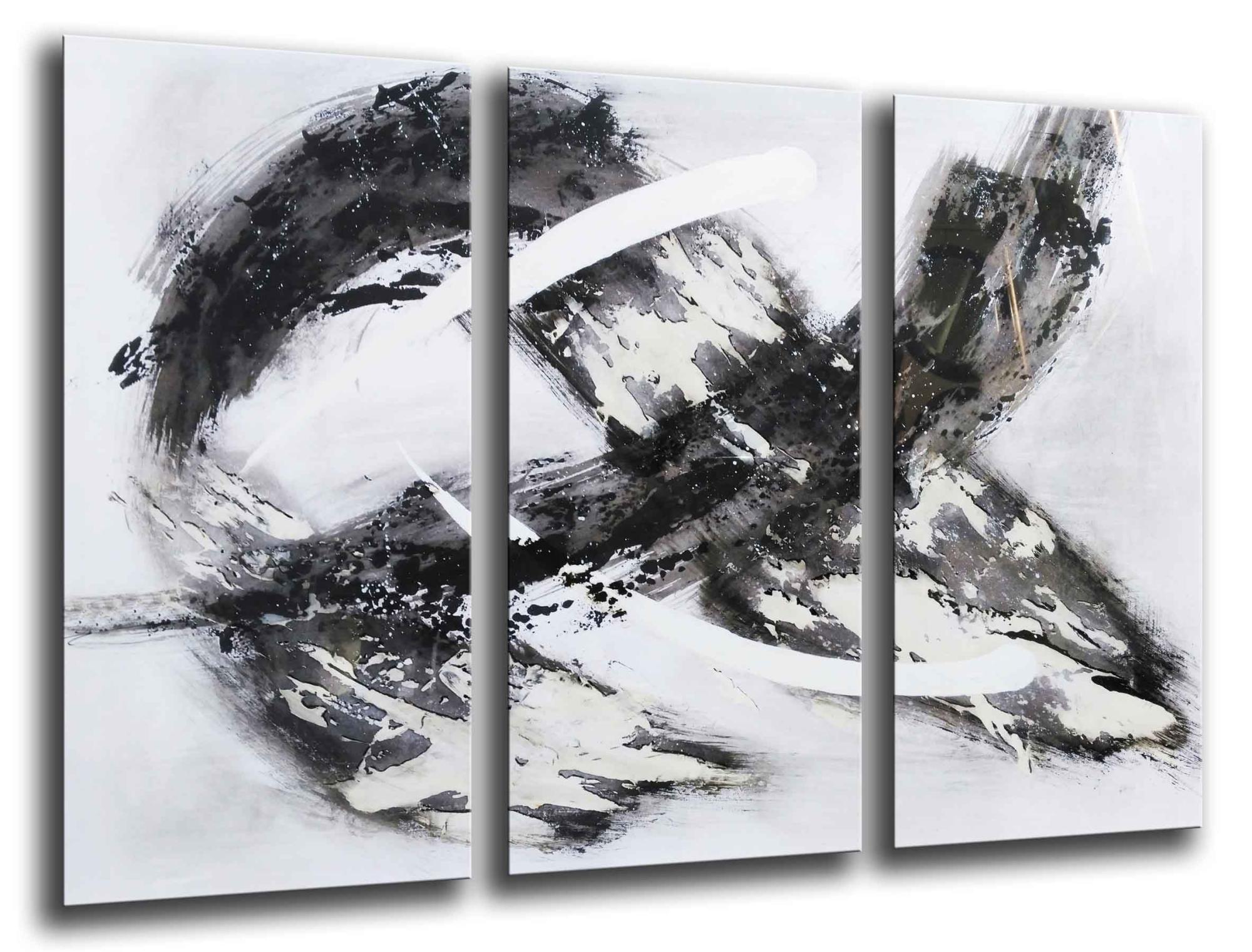 Quadro Su Tela Arte Astratta Geometrica – Arancione, Nero, Beige – 80x120 Cm