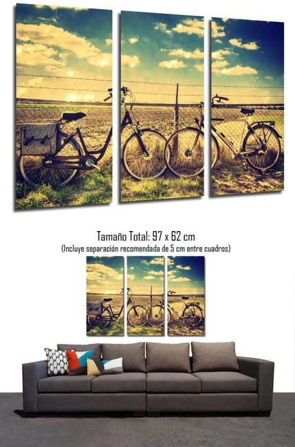 Paisaje Bicicletas Vintage impresi n fotogr fica sobre madera
