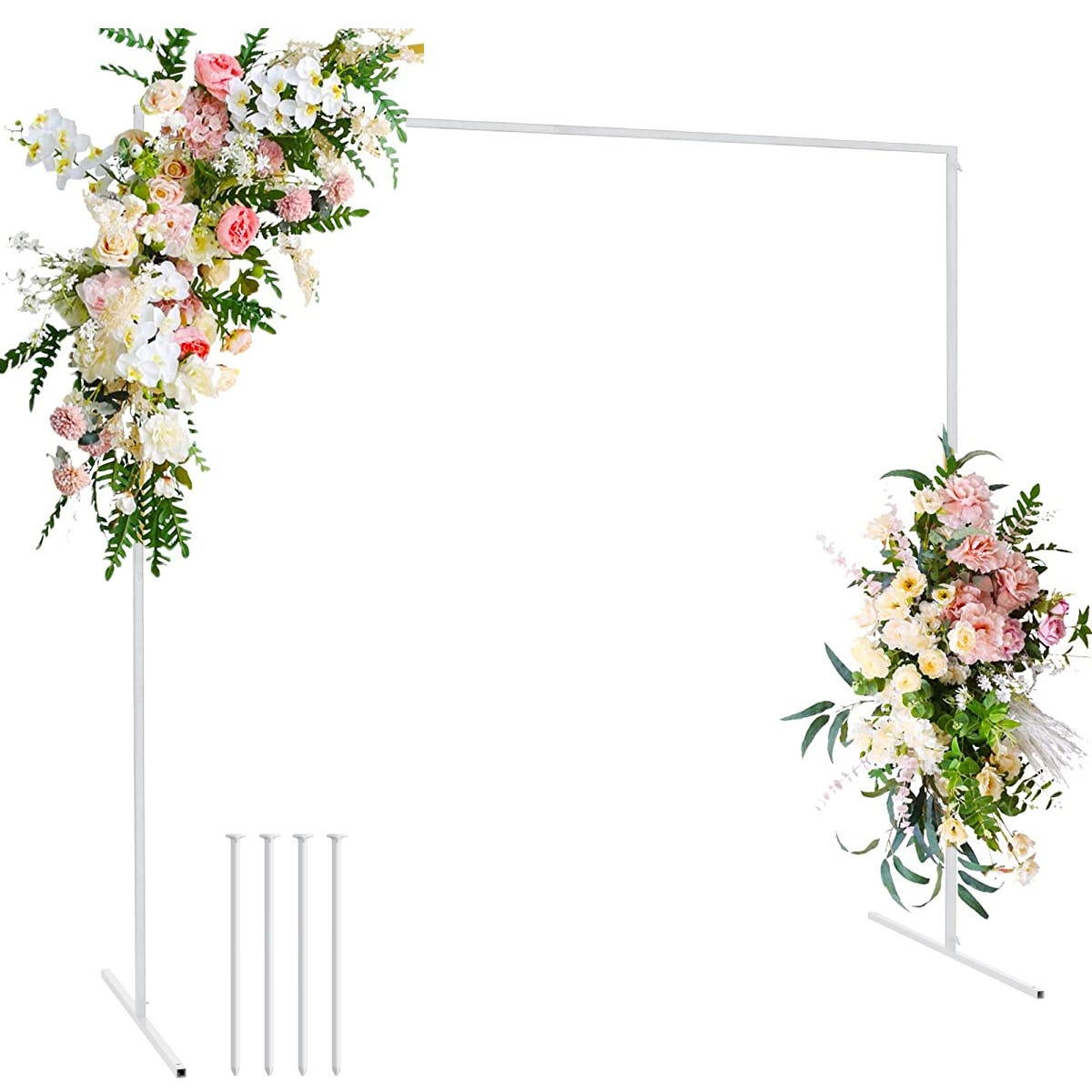 Arche porte métal décoratif 2x2m carré blanc pour mariage fête  d'anniversaire réception photomaton décoration de kit d'arche de ballon