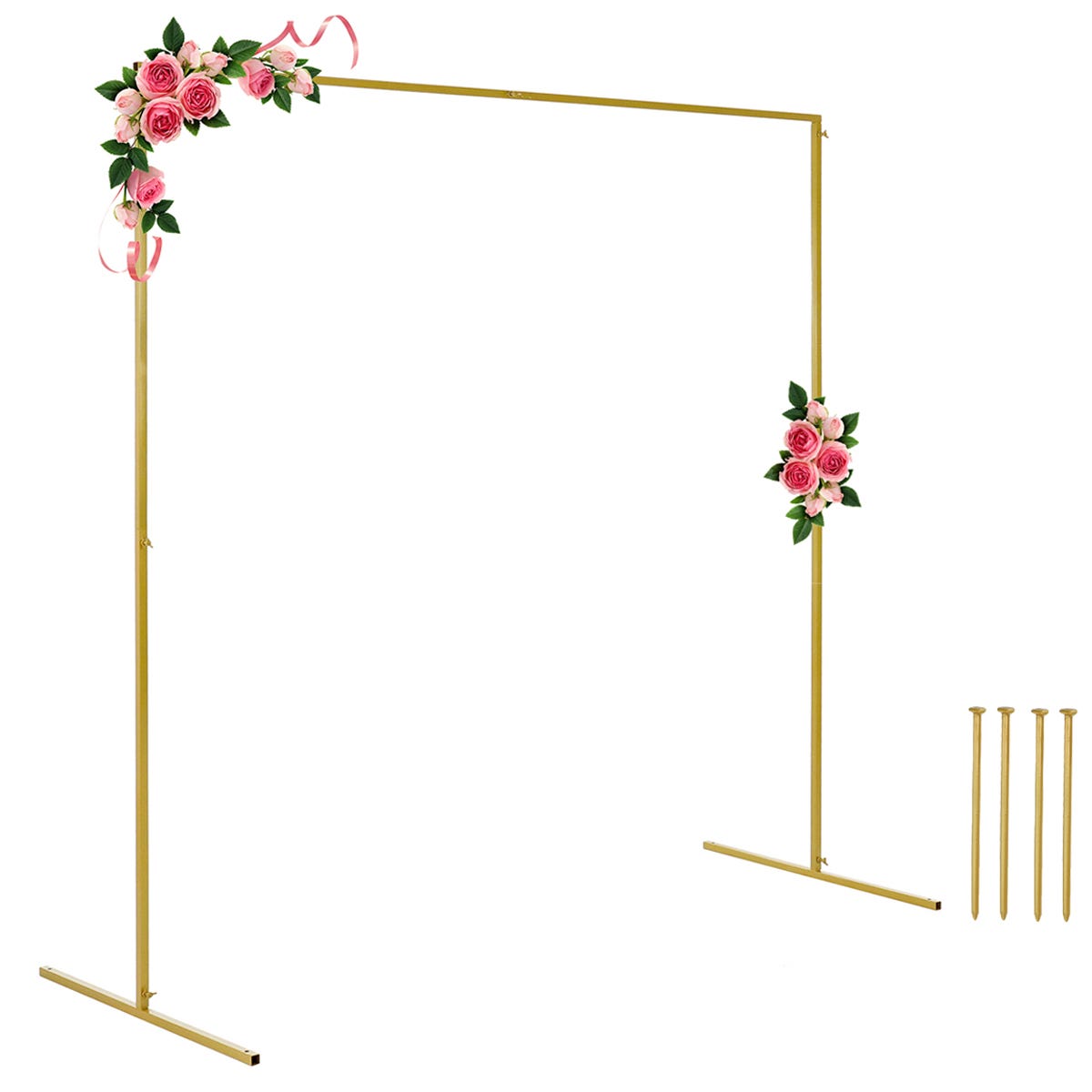 Arco de puerta de metal decorativo 2x2m cuadrado dorado para boda  cumpleaños fiesta recepción fotomatón globo arco kit Decoración