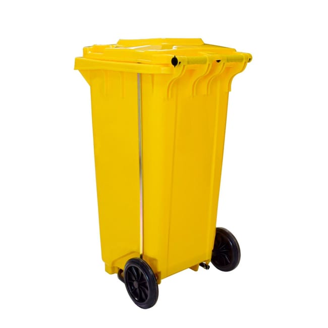 Contenedor Basura Reciclaje 120 litros con Pedal Ruedas y Mango