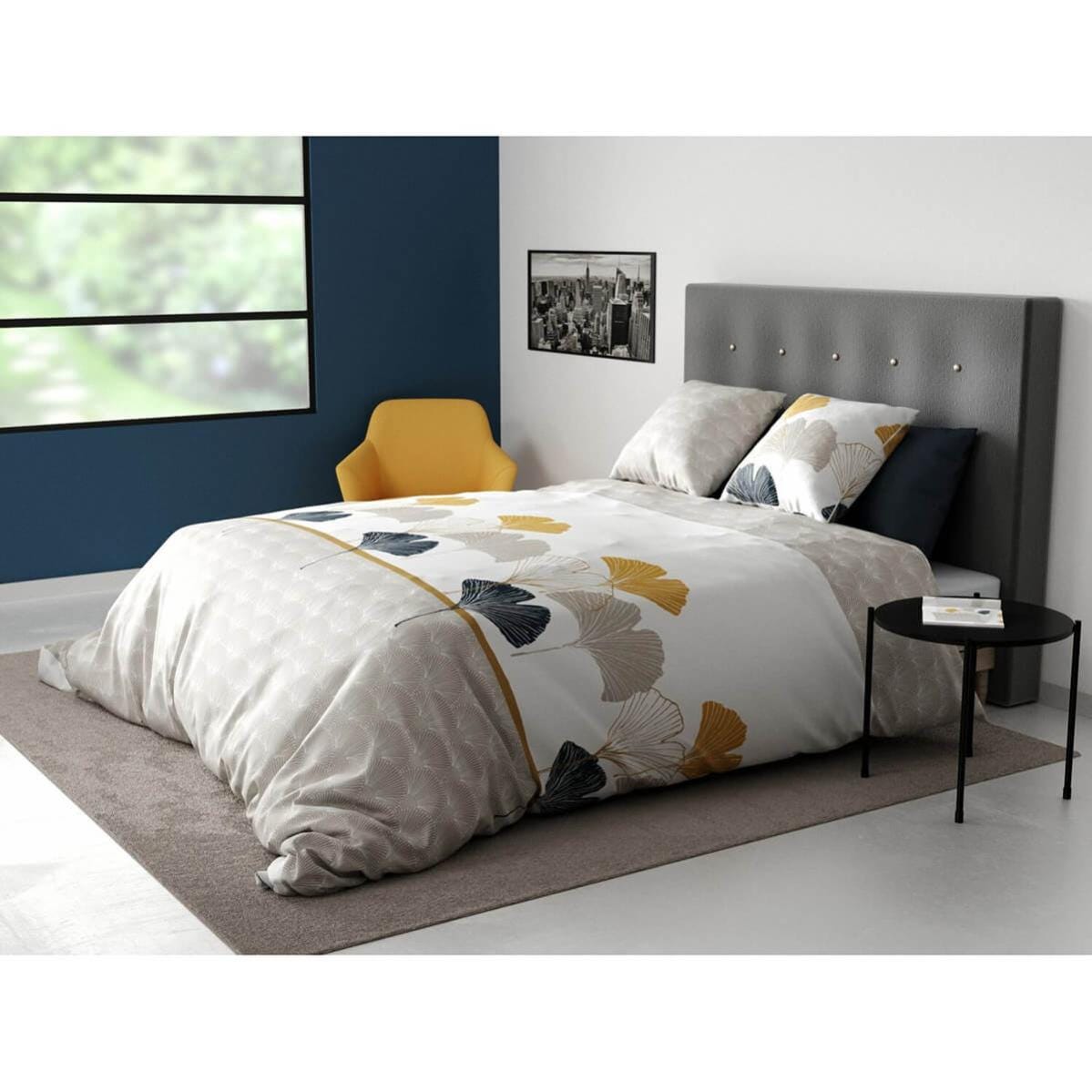 Housse De Couette 200X200 Cm Bleu + 2 Taies D'Oreillers Gaufré Broderie Housse De Couette 200X200 Cm Bleu + 2 Taies D'Oreillers Gaufré Broderie