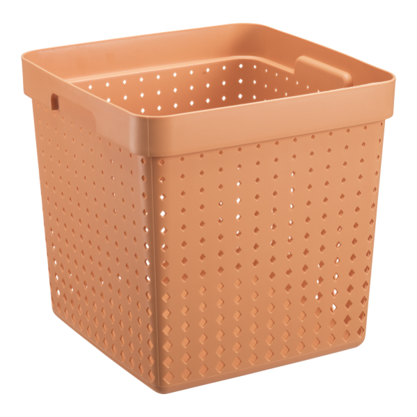 Lot De 3 Boîtes Rangement Plastique Empilables 47.5x28x20cm - Paniers Organisateurs Beige Pour Maison