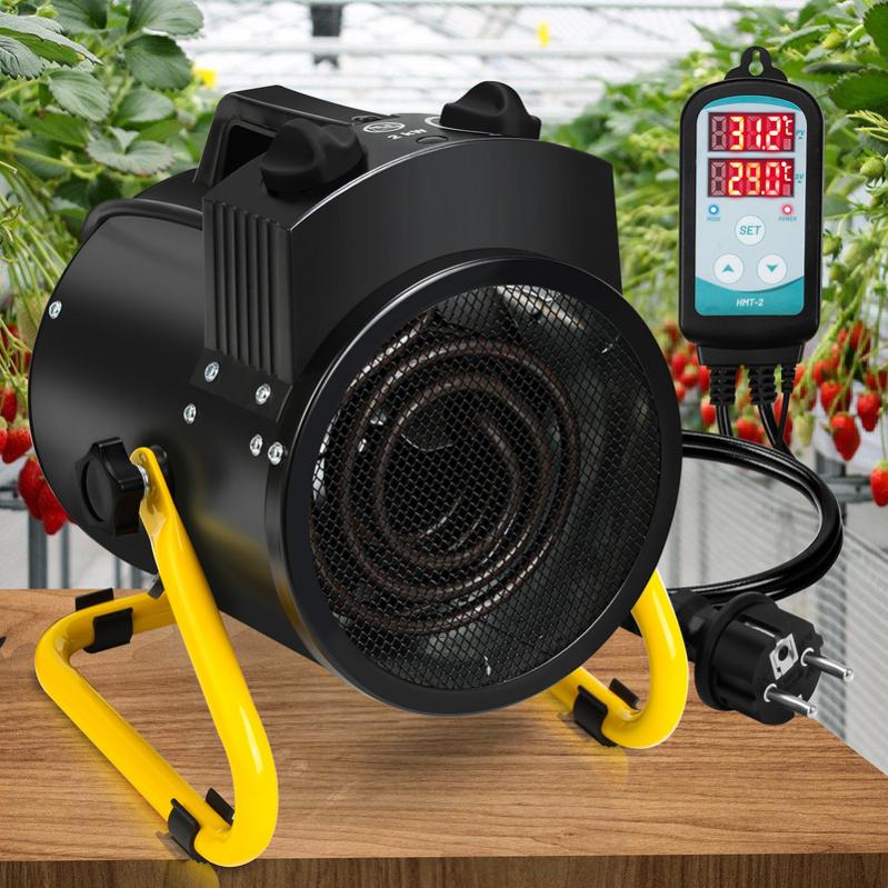 Chauffage de serre Chauffage électrique 2000W Chauffage de maison de jardin avec régulateur de