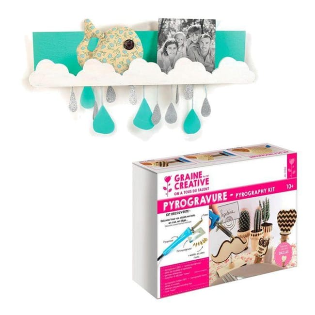 coffret pyrogravure etagere murale bois nuage graine creative leroy merlin
