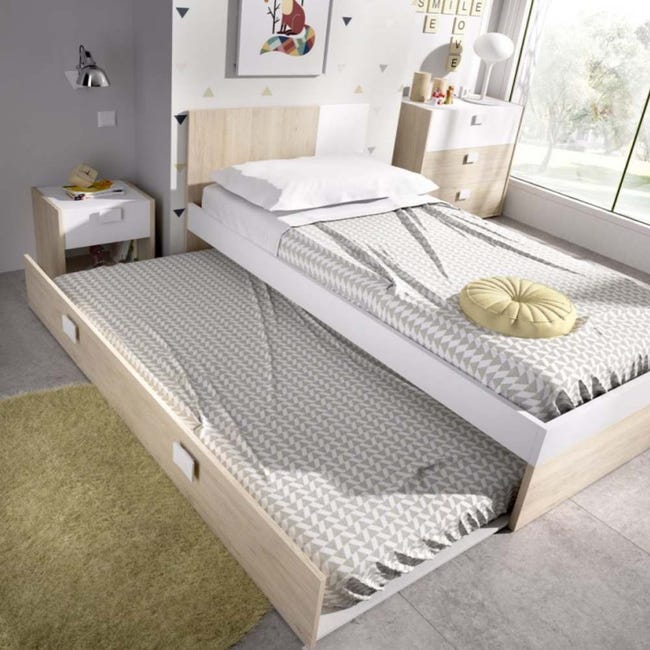 Cama supletoria inferior de arrastre para cama juvenil CORA. 190x93x25 cm.  Apta para colchón de 90x190 cm.