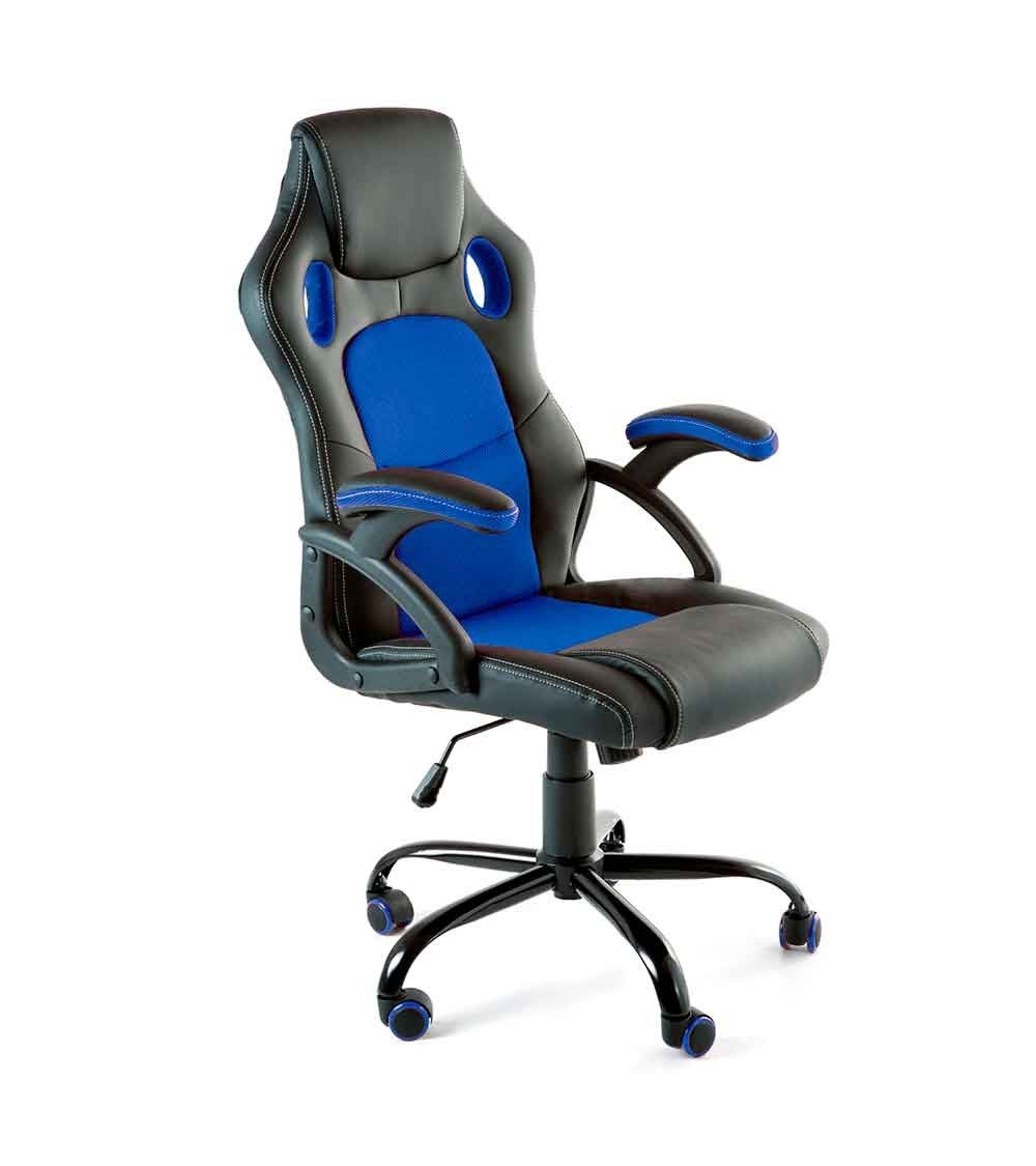 Silla Gaming Spider-S regulable silla escritorio juvenil en Negro y Azul