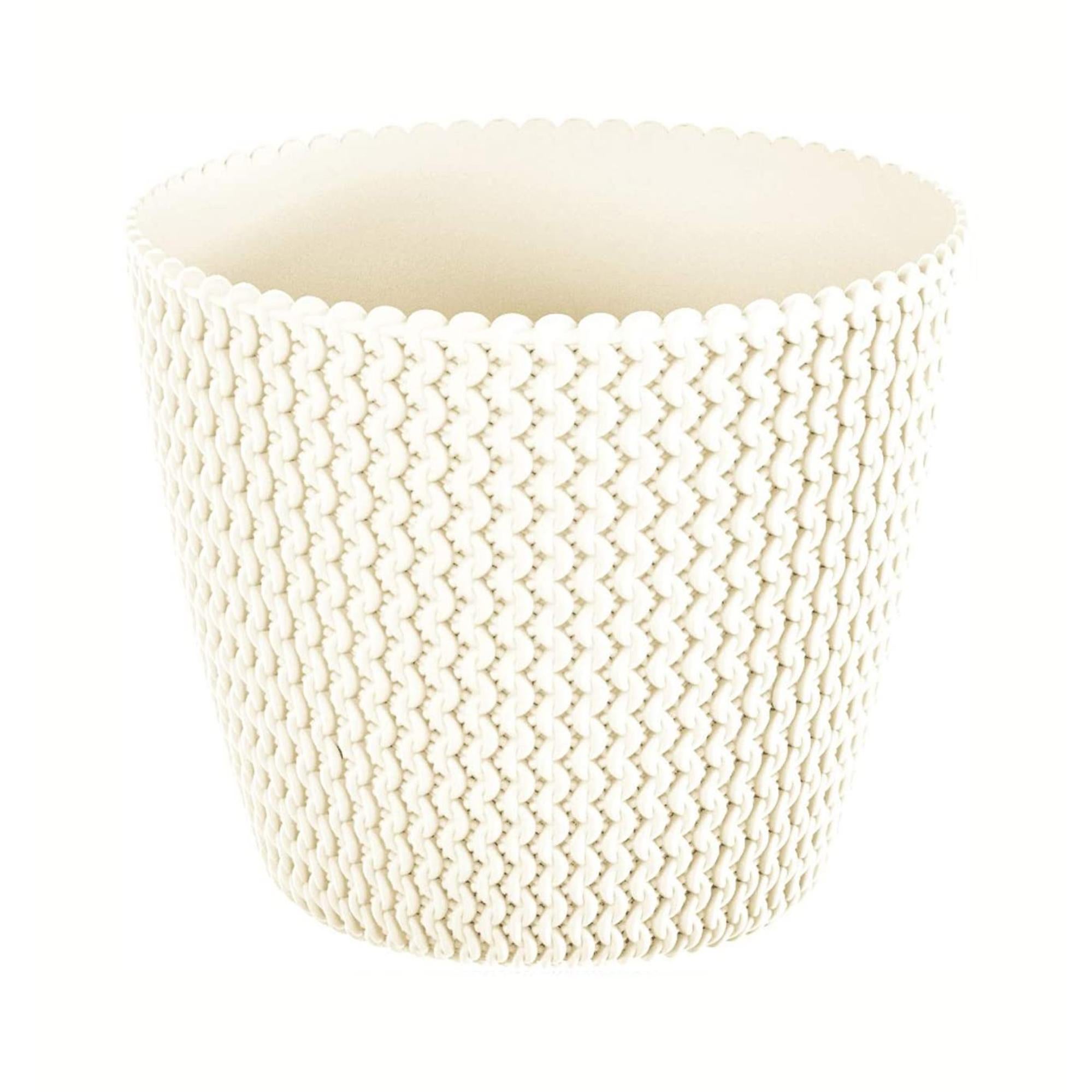 Vaso da esterno rotondo 60 cm in polietilene crema - Solyta