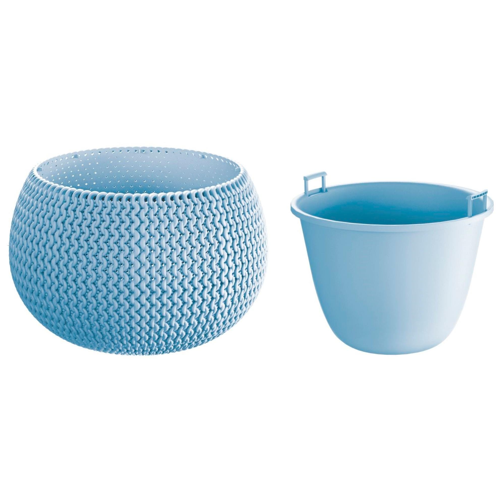 Vaso di fiori tonda con vasca Splofy Bowl in plastica colore pesca 47,8 Vaso di fiori tonda con vasca Splofy Bowl in plastica colore pesca 47,8