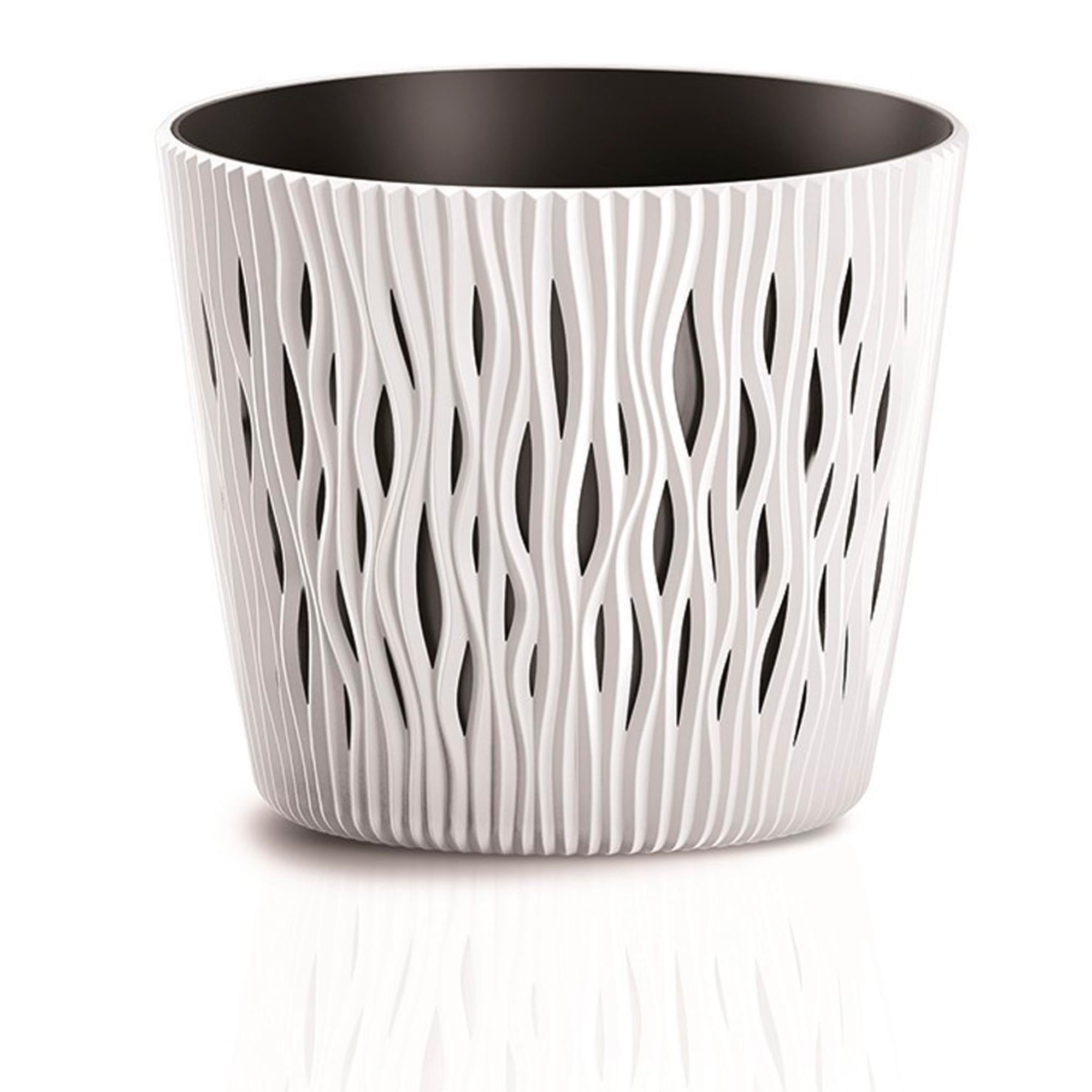 Prosperplast Vaso Per Fiori Coubi Rotondo In Plastica, Colore Crema, 28x28x26,2 Cm - Per Piante Da Interno/Esterno - 4
