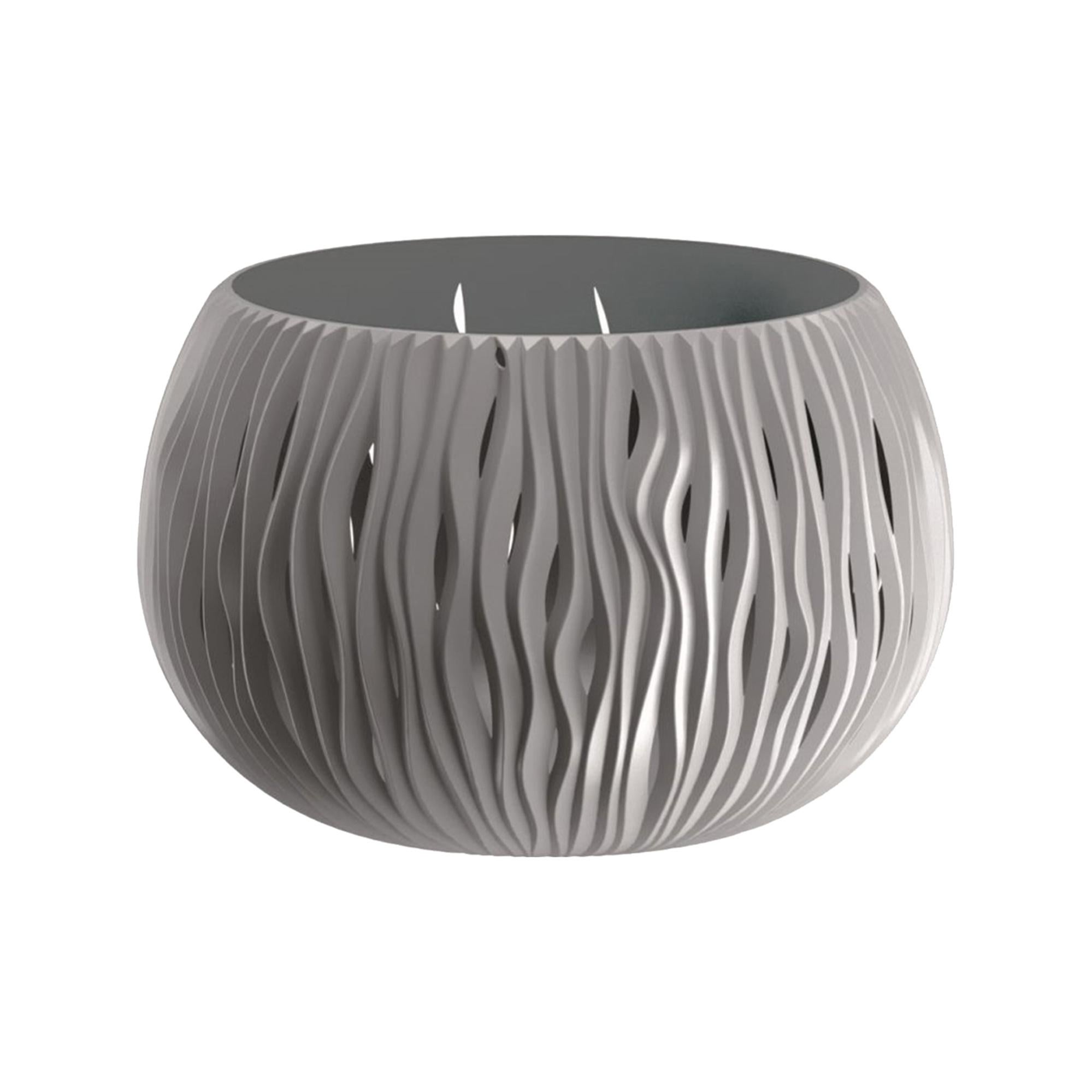 Prosperplast Bowl Sandy Fioriera Con Serbatoio: Vaso Interno In Plastica, Colore Pietra Grigia, 18x18 Cm, Altezza 13,6 Cm