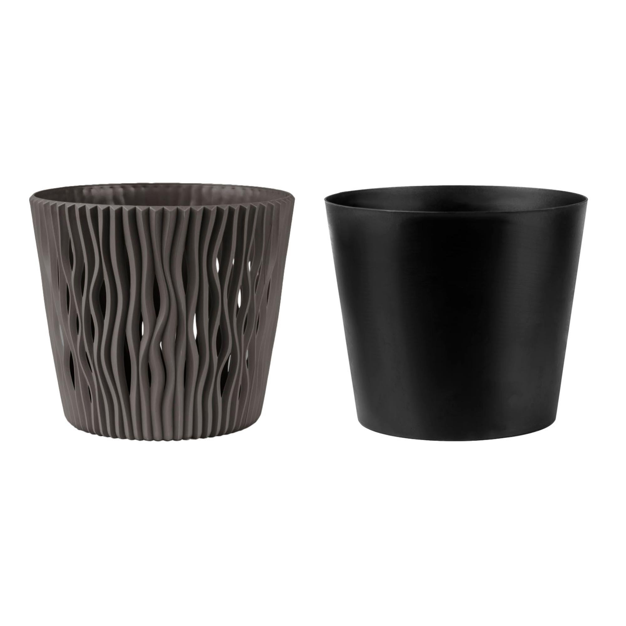 Vaso Rotondo Prosperplast Sandy 2 In 1 – Plastica Color Crema, 18.9 X 18.9 X 16.5 Cm - 4
