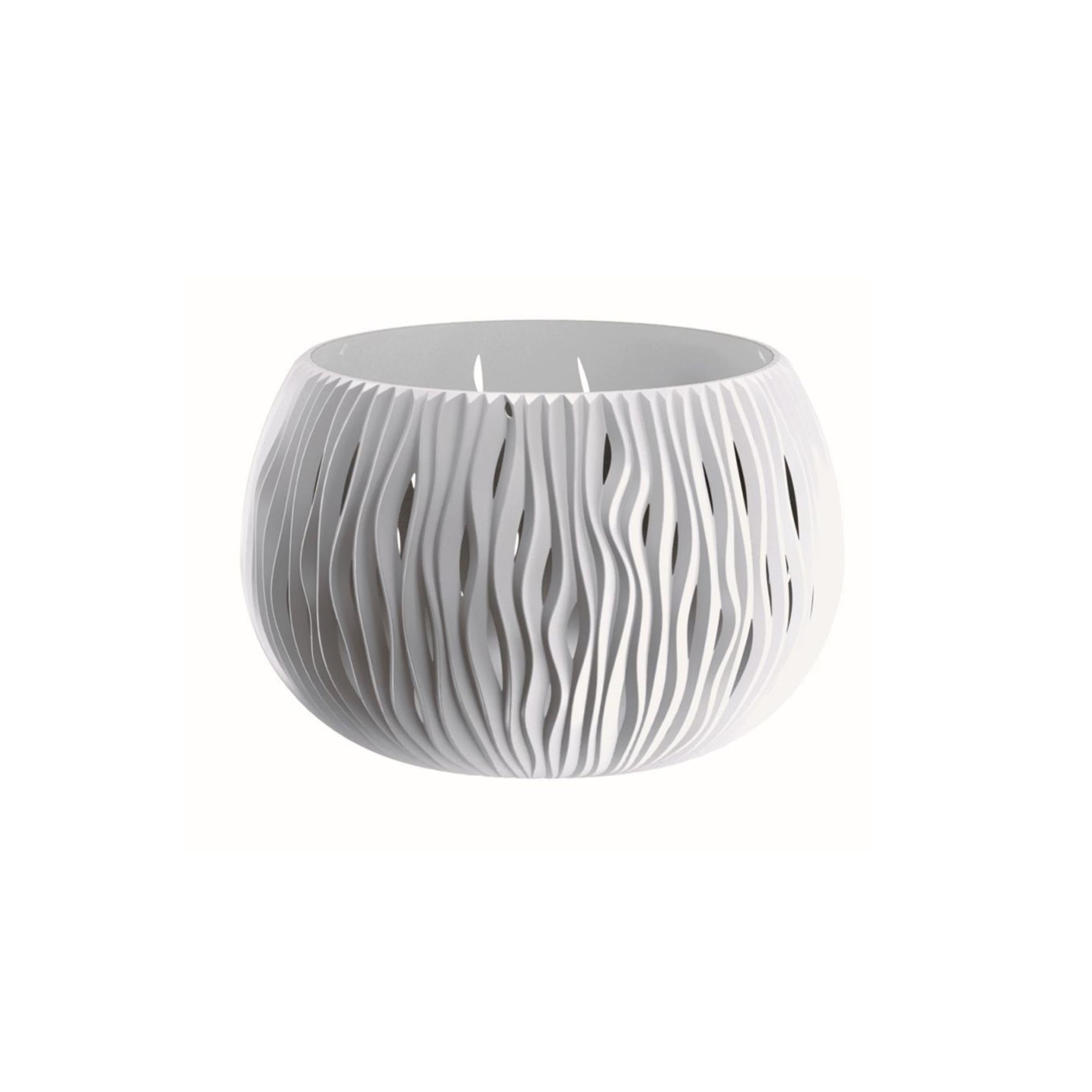 Prosperplast Bowl SANDY Vaso Con Serbatoio Integrato - Bianco, 16,1x23,8x23,8 Cm, Plastica Resistente Per Piante Da Interno/Esterno