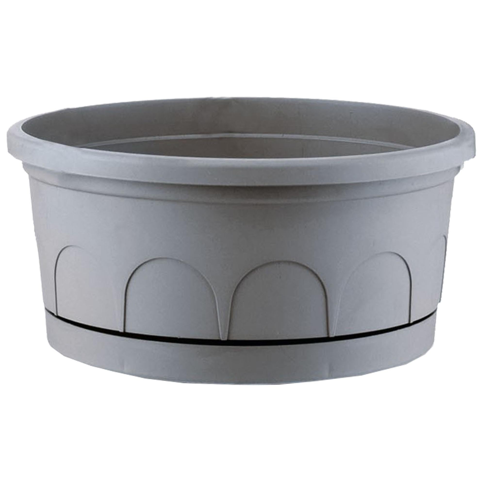 ECOPOTS Ciotola Brussels Ø25 H12 Grigio - Vaso Portavasi In Plastica Riciclata Per Piante Da Interno