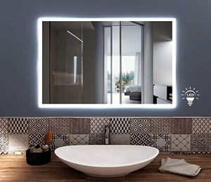 Slide - Specchio da bagno rettangolare+luce integrata lampada led IP44