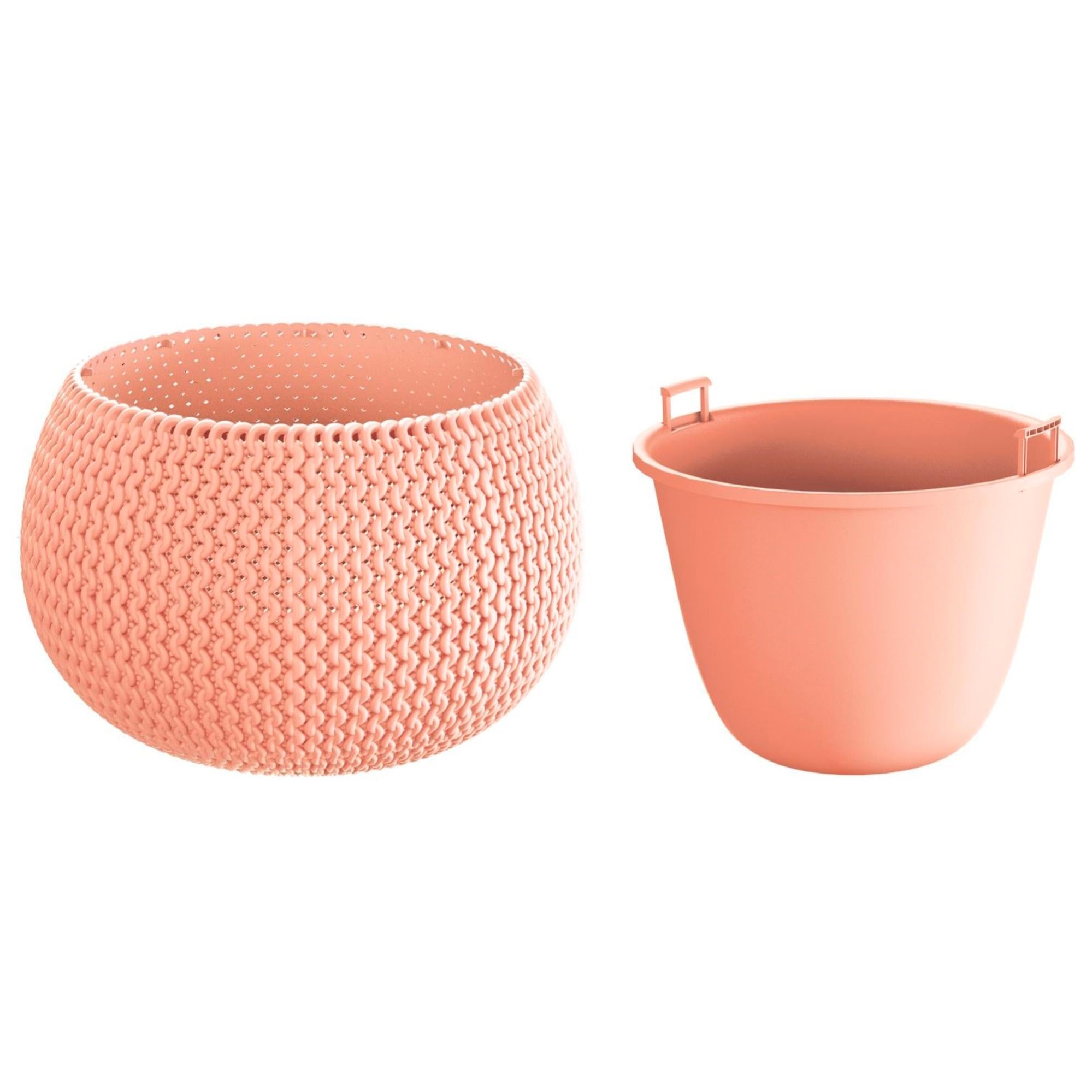 Vaso Di Fiori Tonda Con Vasca Splofy Bowl In Plastica Colore Pesca 23 9 Lunghezza X 23 9 Larghezza X 16 1 Altezza Cm 86336100