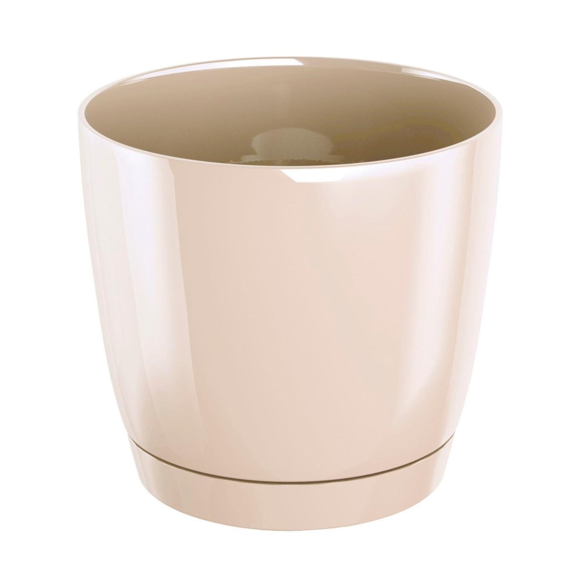 Flowerpot di plastica rotondo Coubi rotondo P in crema Colore 18 (Long) x 18 (larghezza) x 16.5
