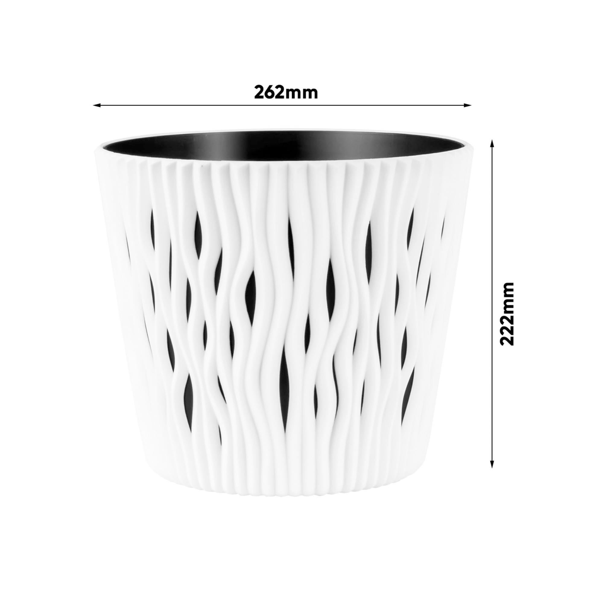 Flowerpot di plastica rotondo Sandy rotondo in bianco 26.2 (lungo) x 26.2 ( larghezza) x 22,2 (alta) cm