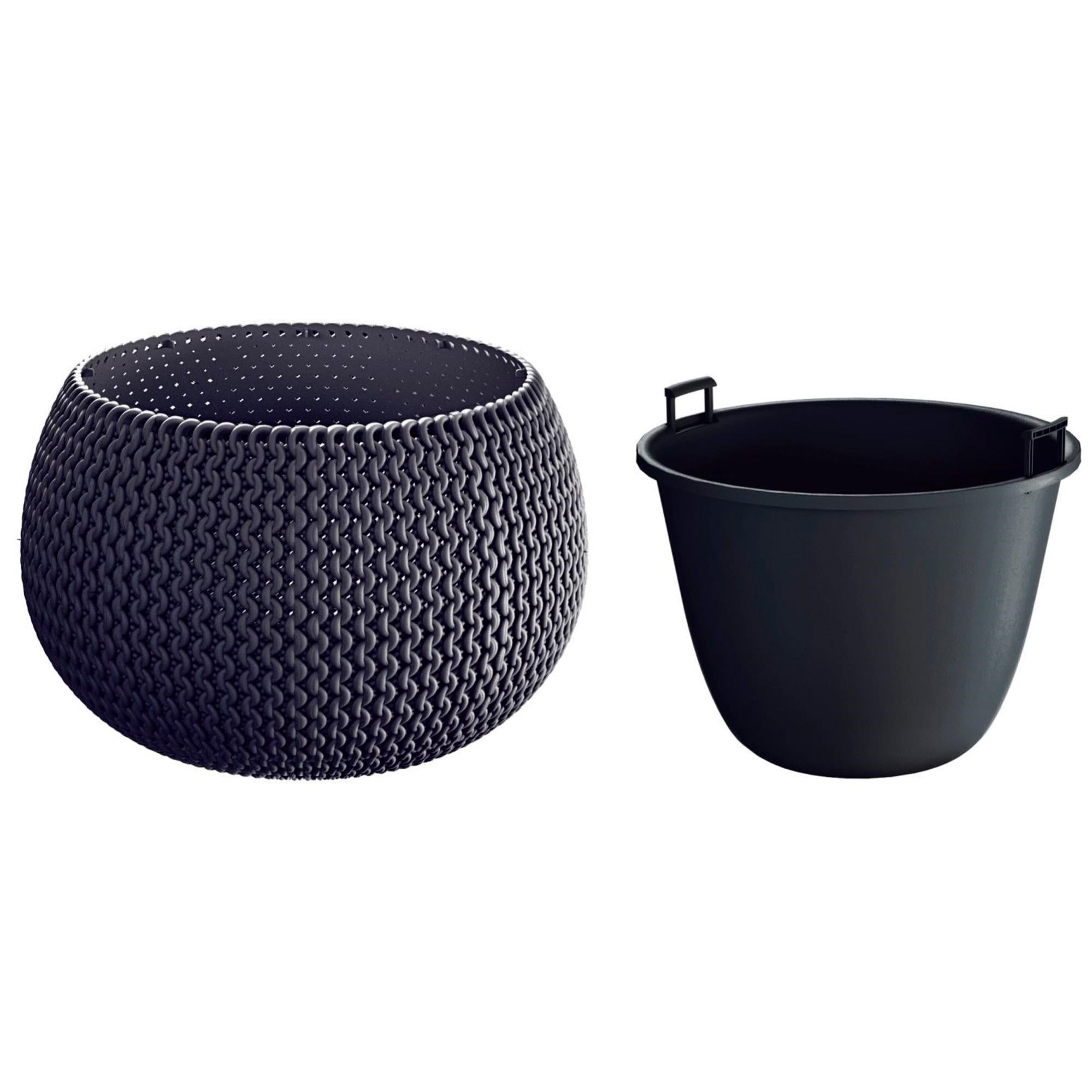 Prosperplast Nitly Vaso Rotondo Con Riserva D'Acqua Splofy Bowl - Antracite, 23,9x23,9x16,1 Cm - 3