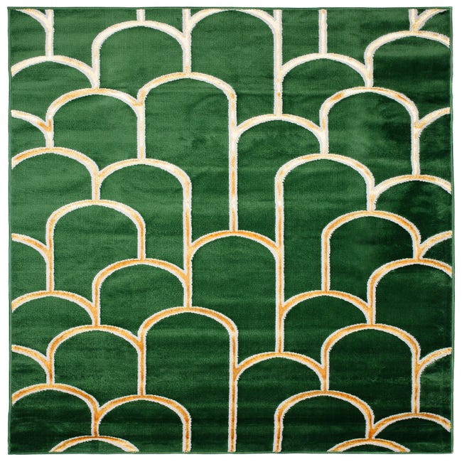 TAPISO Turmalin Alfombra de Salón Moderno Brillante Abstracto Verde Dorado Alfombra  Pelo Corto 140 x 200 cm