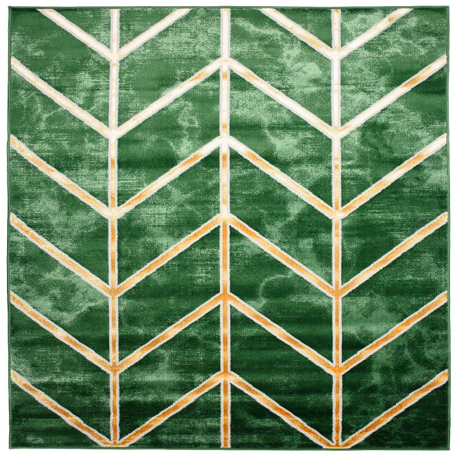 TAPISO Turmalin Alfombra de Salón Moderno Brillante Geométrico Dorado Crema Verde  Alfombra Pelo Corto 80 x 150 cm