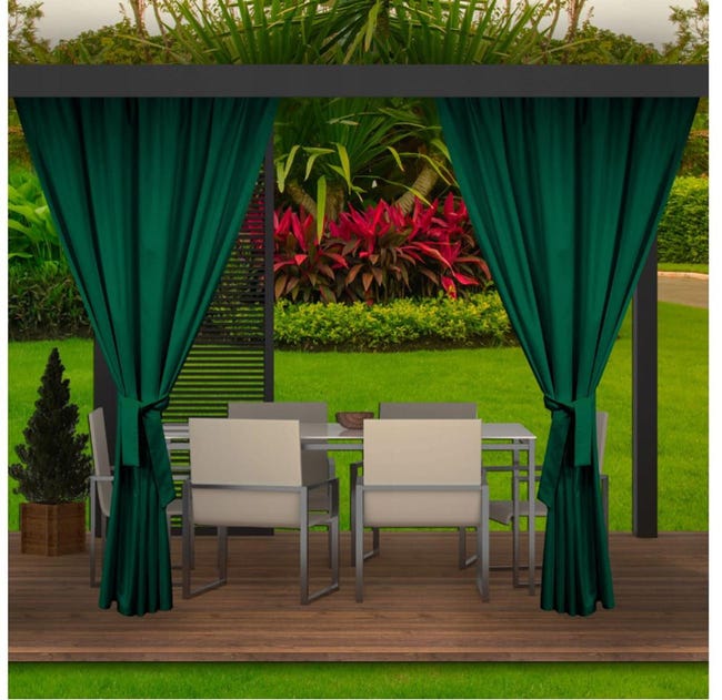 Rideaux D'extérieur 2x155x220cm Vert | Rideau pour Pergola Imperméable | Rideau Exterieur pour rideau pare soleil pour pergola