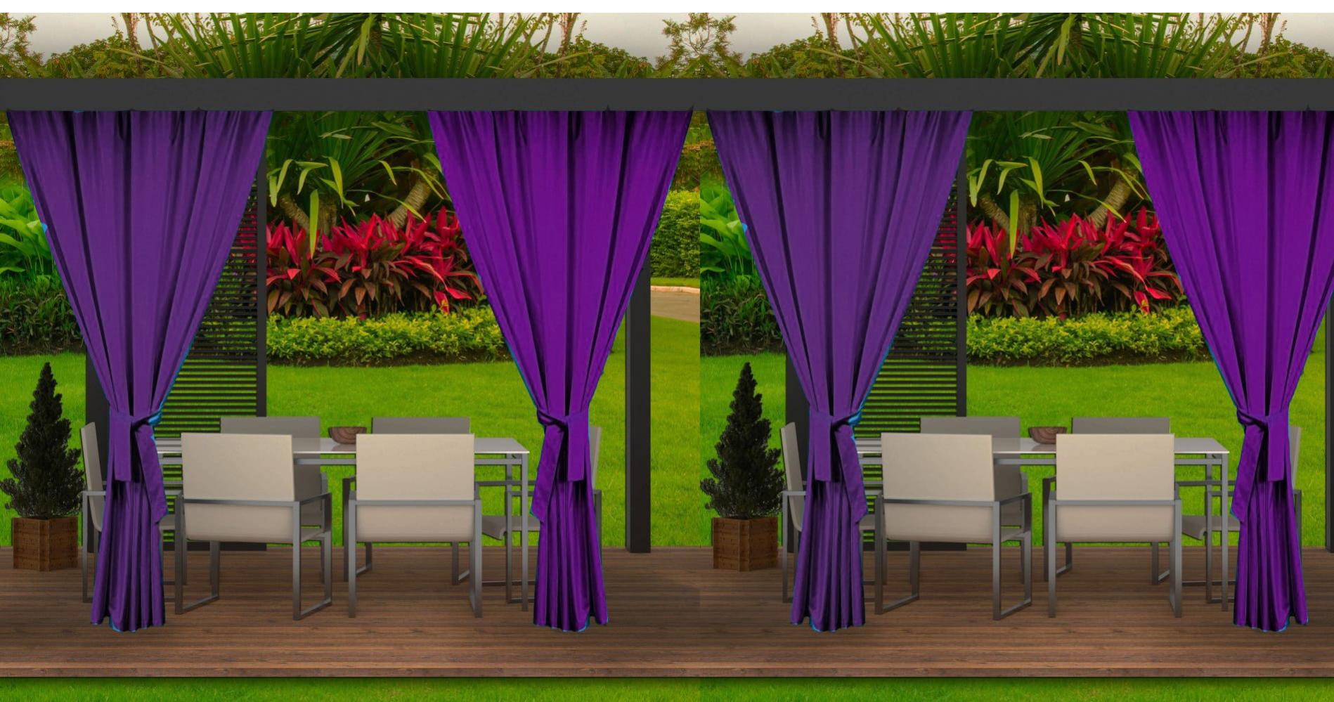 Cortinas para exterior | 4x 155x200cm cortina violeta para pérgola impermeable | cortina exterior para terraza cortina parasol para balcón