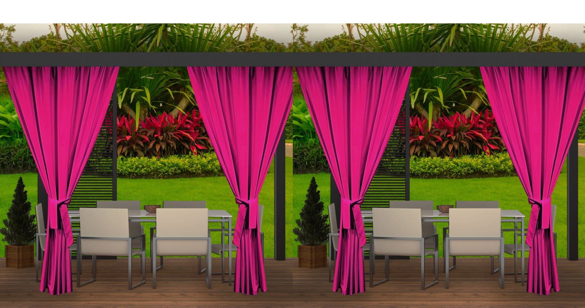  Cortinas para exteriores para patio, juego de 2 paneles, rosa  roja y vino, decoración romántica para amantes de la privacidad,  impermeable, cortina exterior con bloqueo solar, cortinas opacas con ojales  para