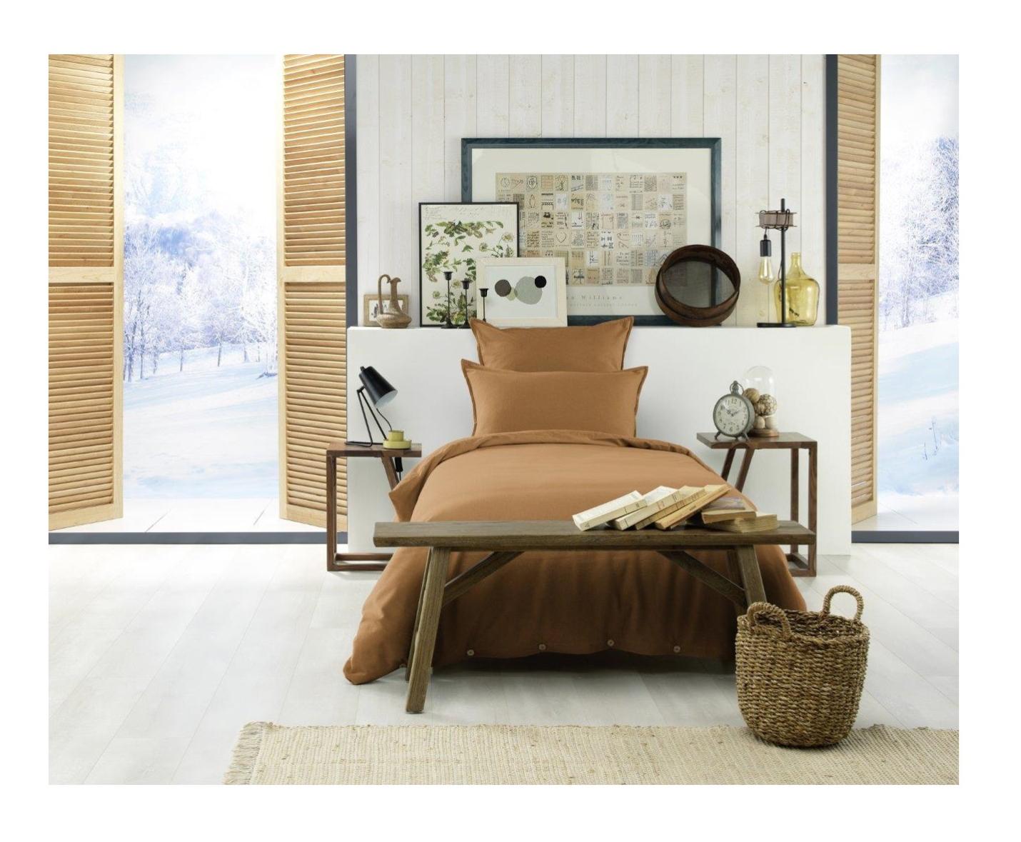 Housse de couette flanelle 140 x 200 cm Candice Camel | Leroy Merlin