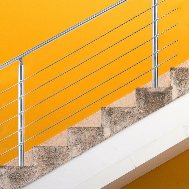 Corrimano Scala In Acciaio Inox 3 Barre Trasversali Ringhiera Da 80cm | IT