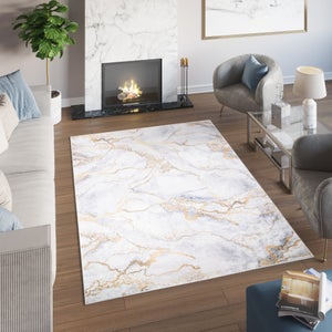 Tapiso shine tapis moderne abstrait marbre crème gris or 200 x 300 cm FC06A  CREAM 2,00-3,00 SHINE FTZ - Conforama