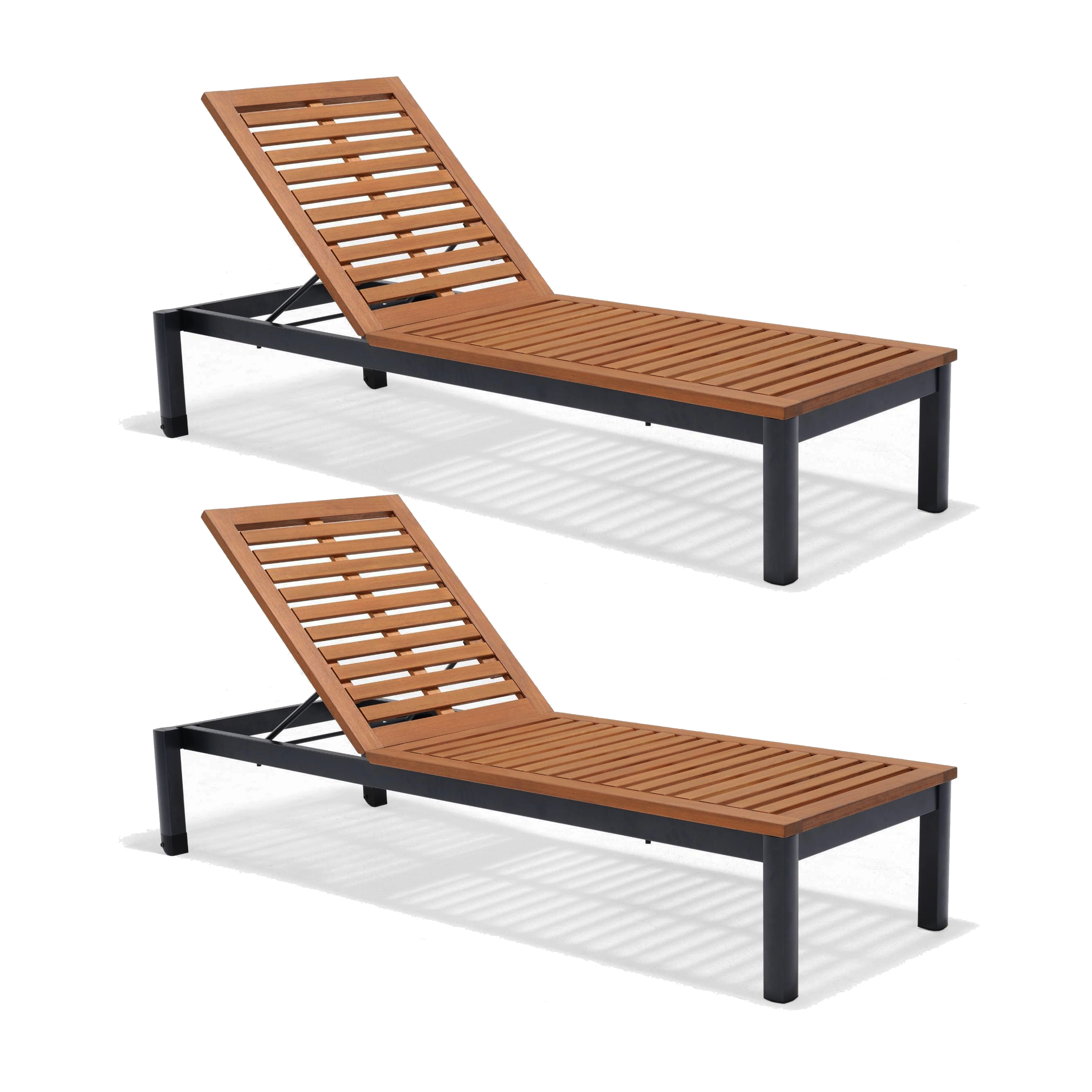 Naterial - conjunto de 2 tumbonas de jardín oris - 2 x garden relax - 197x76x36 cm - apilables - con ruedas - fijación de aluminio - eucalipto