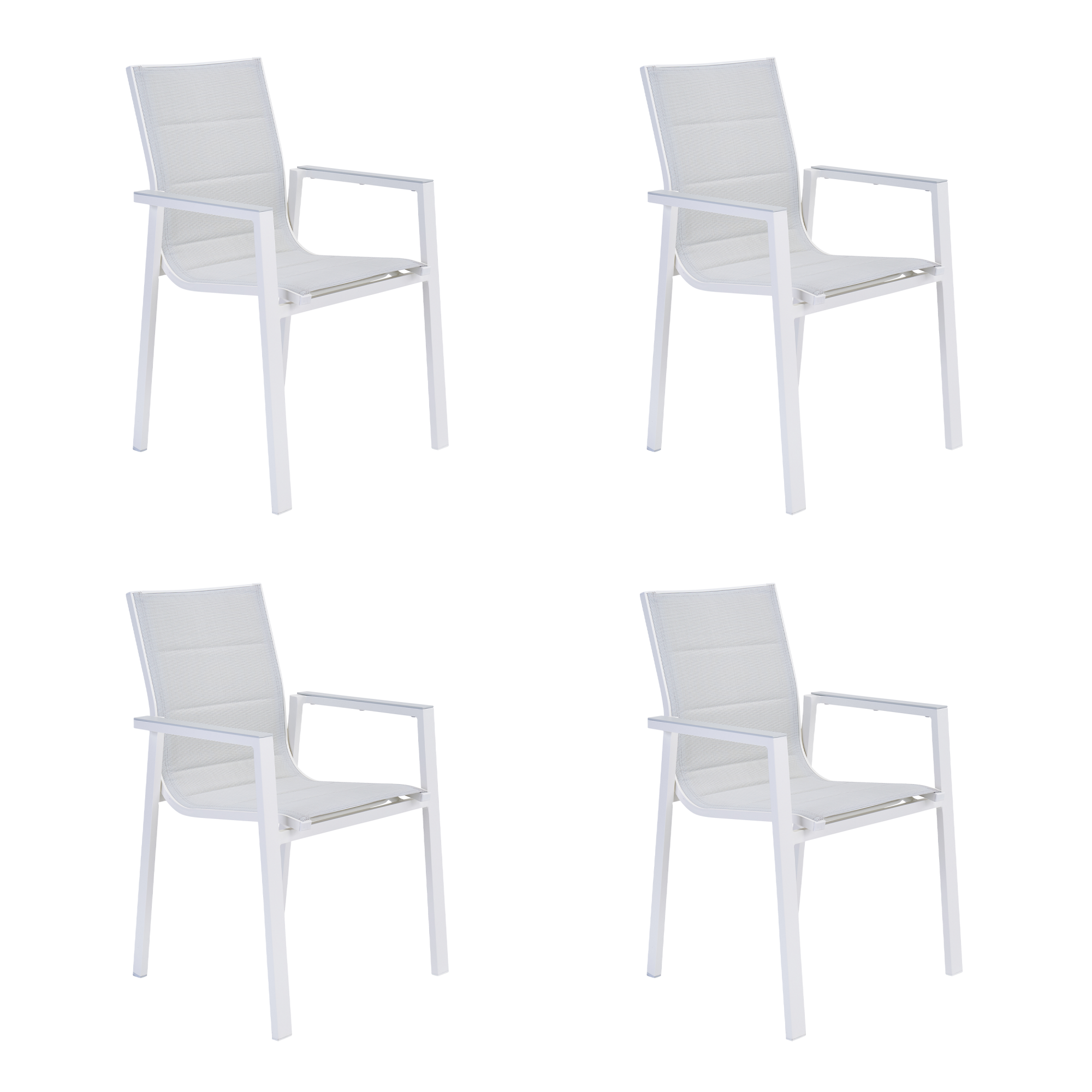 CLP Set di 4 poltroncine decorative Tanna in velluto I Fodera trapuntata I Seduta comfort con braccioli, Colore:crema