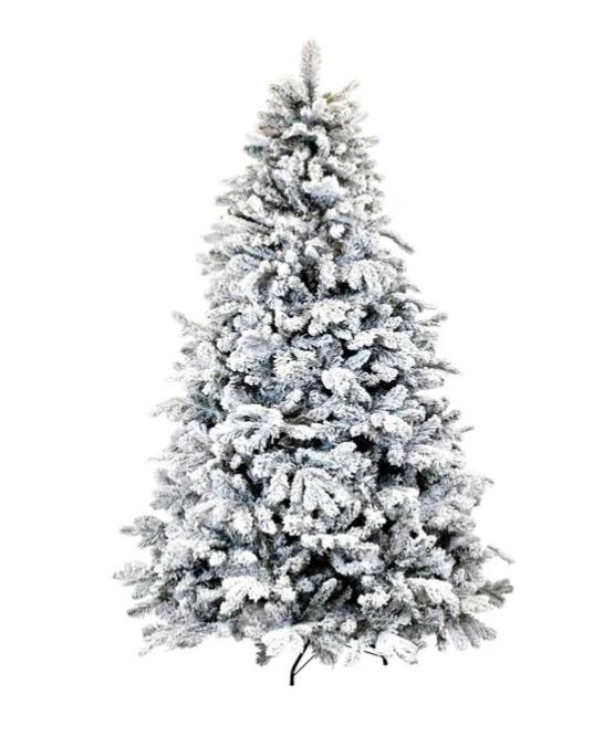 Mini Albero Di Natale Artificiale Floccato Con Neve 61 Cm - 100 Rami, 60 Luci LED, 58 Ornamenti, Base In Legno, Preilluminato, Tavolo - copertina