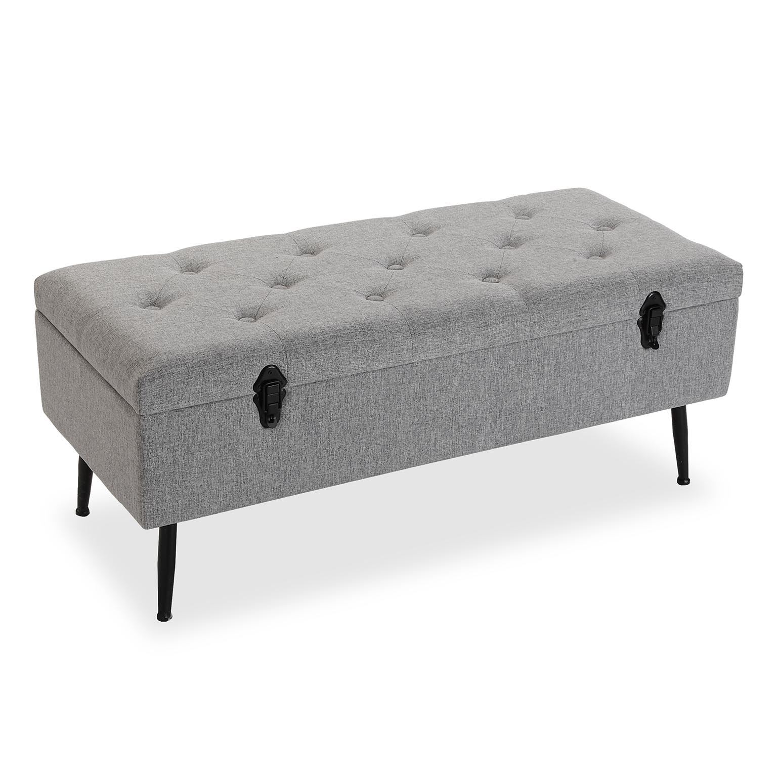 Panca ottomana imbottita in velluto, per casa, camera da letto, soggiorno, multifunzione, poggiapiedi, scarpiera, grigio, 99 x 45,7 x 40,6 cm