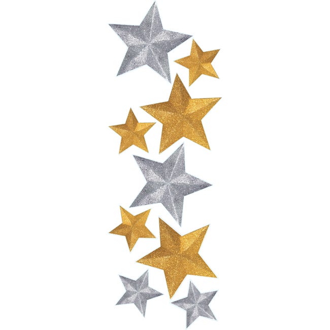 9 piezas Pegatinas de estrella de plata dorada Pegatinas de Estrellas  Plateadas Doradas Pegatinas Estrellas Plateadas Doradas Purpurina Pegatinas  Estrellas Navidad Pegatina Adhesiva de Espuma (A) : : Hogar y  cocina