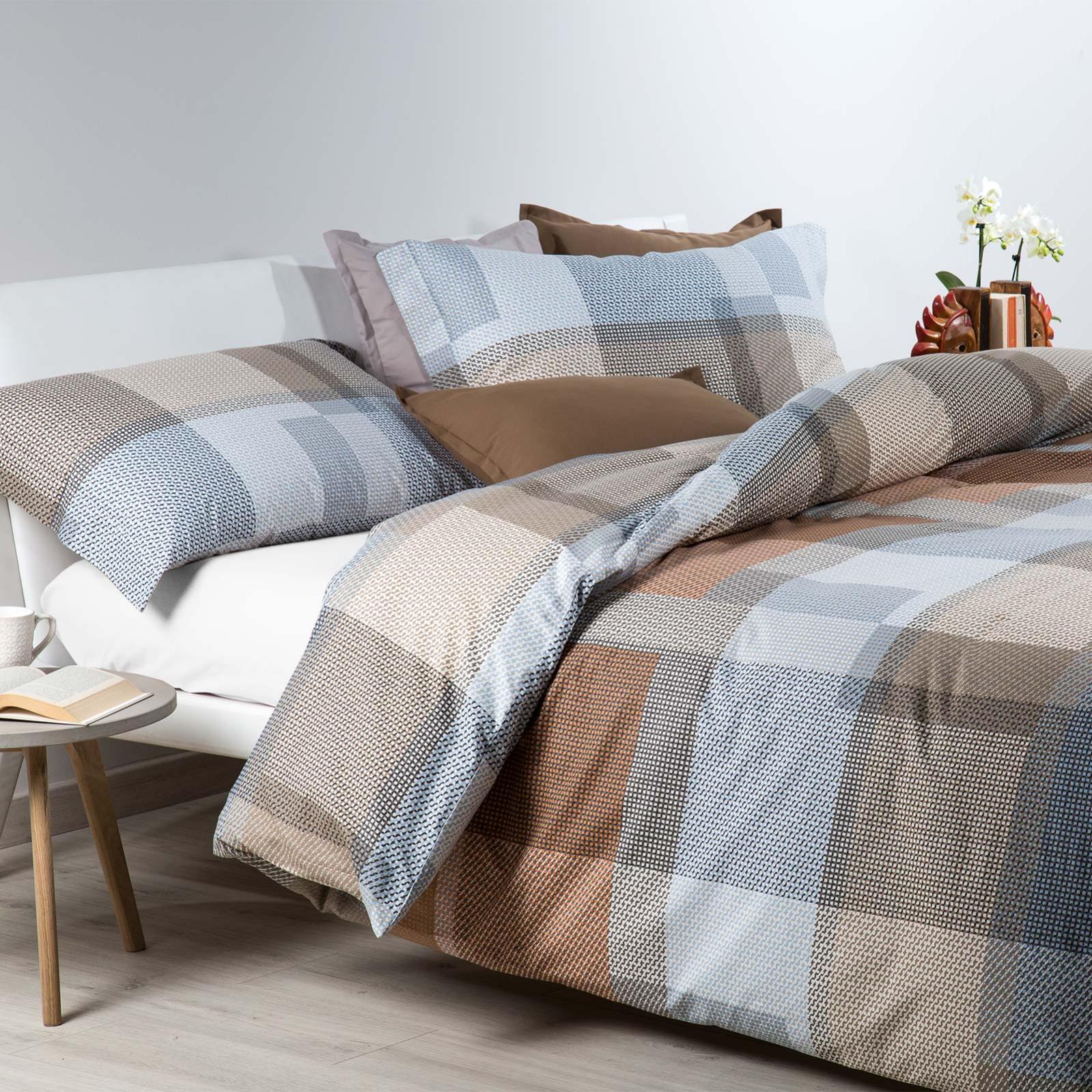 Parure Copripiumino Matrimoniale Caleffi - Cotone Puro 250x200+40cm, Kilt Avio - Foto 4