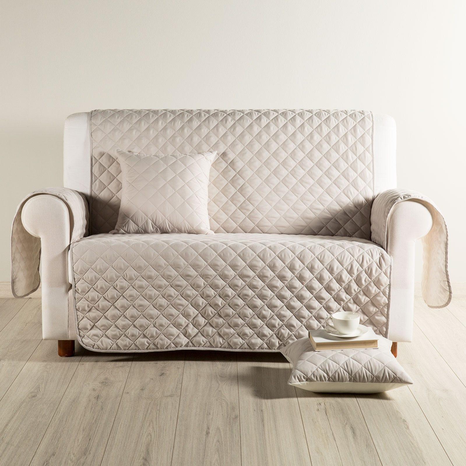 Tata Home Copridivano Elasticizzato Bielastico Salvadivano 2 Posti Panna - Made In Italy