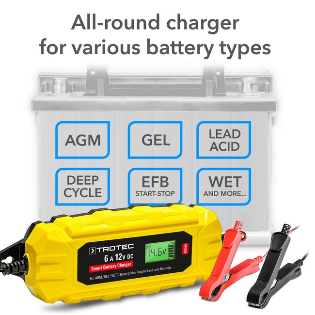TROTEC Chargeur de batterie PBCS 6A charge de batterie voiture moto  chargeur universel