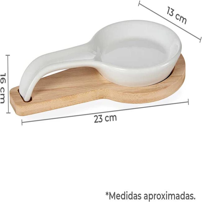 TIENDA EURASIA - Soporte de Cuchara Ceramica con Base de Madera