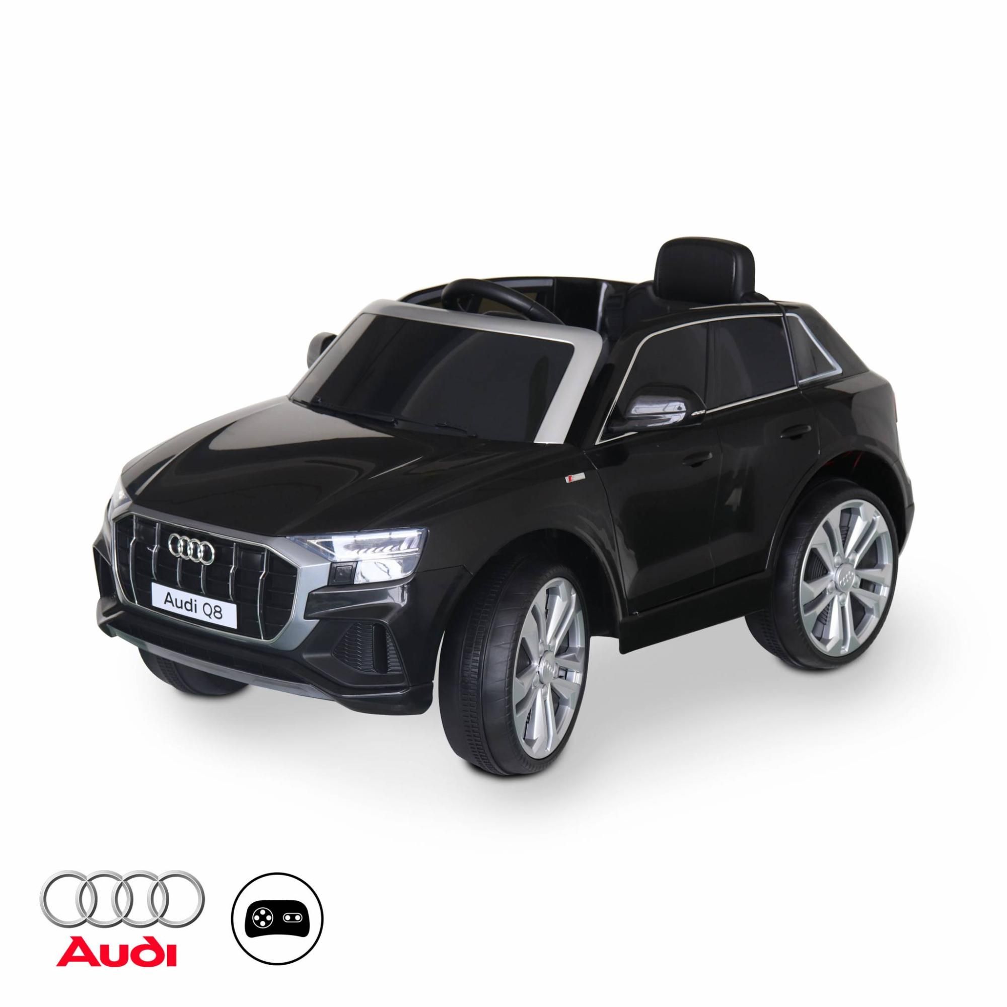 AUDI Q8 Noir voiture lectrique 12V. 1 place. 4x4 pour enfants
