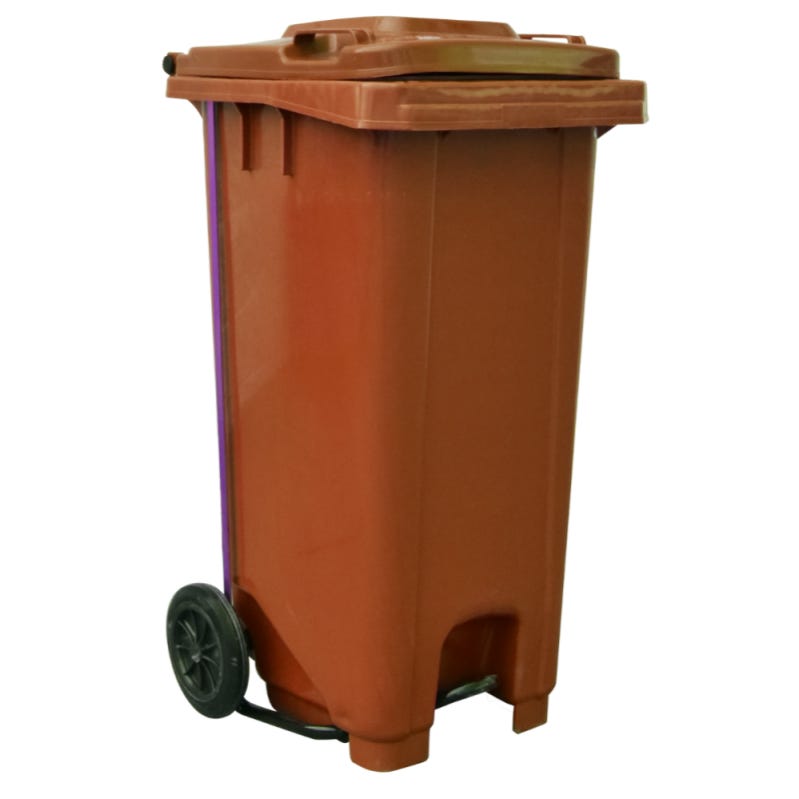 Contenedor Basura Reciclaje 240 litros con Pedal, Ruedas y Mango  Antideslizante - Cubo Residuos Industrial - Apilable y Resistente  (Amarillo) TECNOL