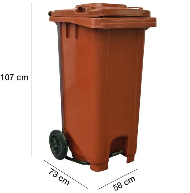 Contenedor Basura Reciclaje 240 litros con Pedal Ruedas y Mango