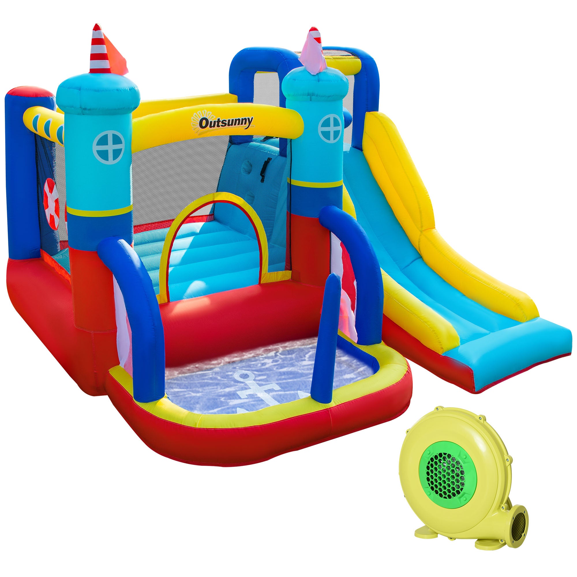 Castillo Hinchable Con Tobogán Outsunny 265x260x200 Cm Multicolor ...