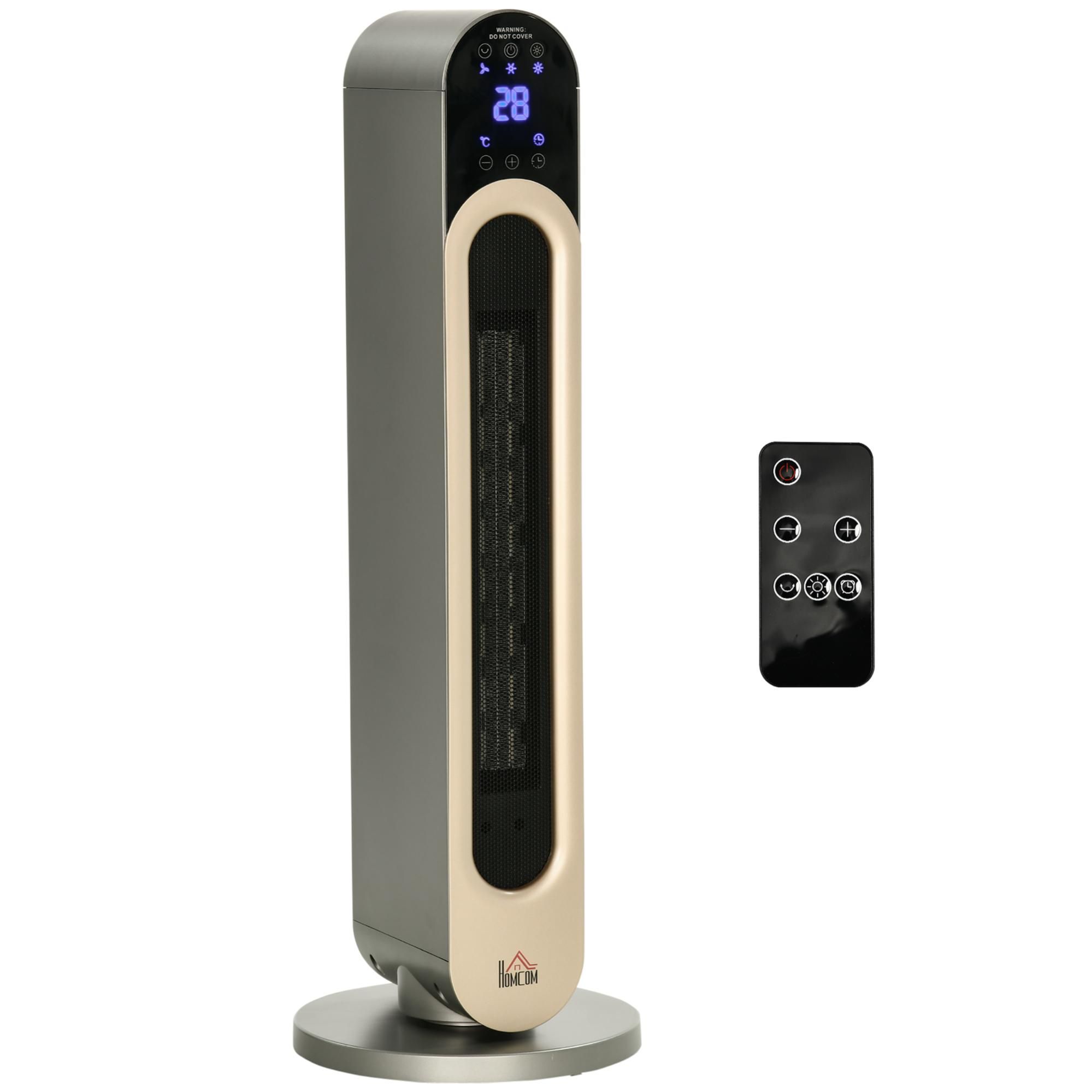 Calefactor cer mico de torre 1100 2200W HOMCOM 25x73 5 cm plata