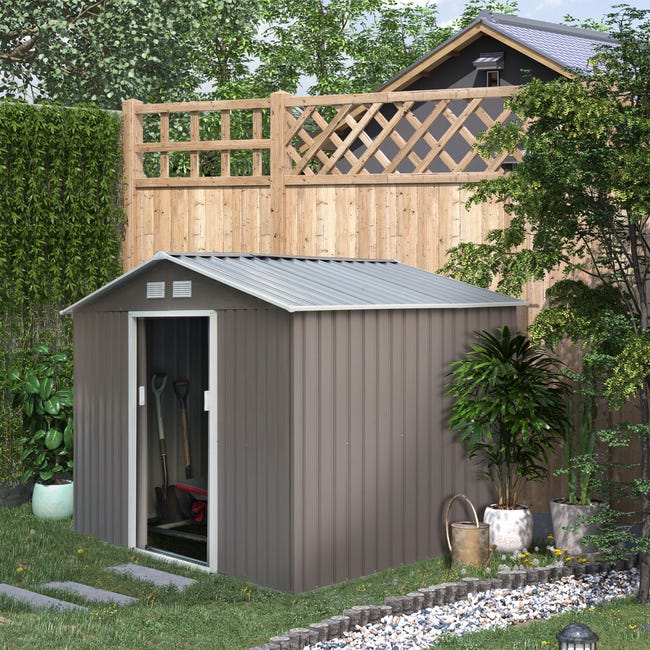 Caseta de jardín metálica nebraska - 5,30 m² - beige/gris antracita