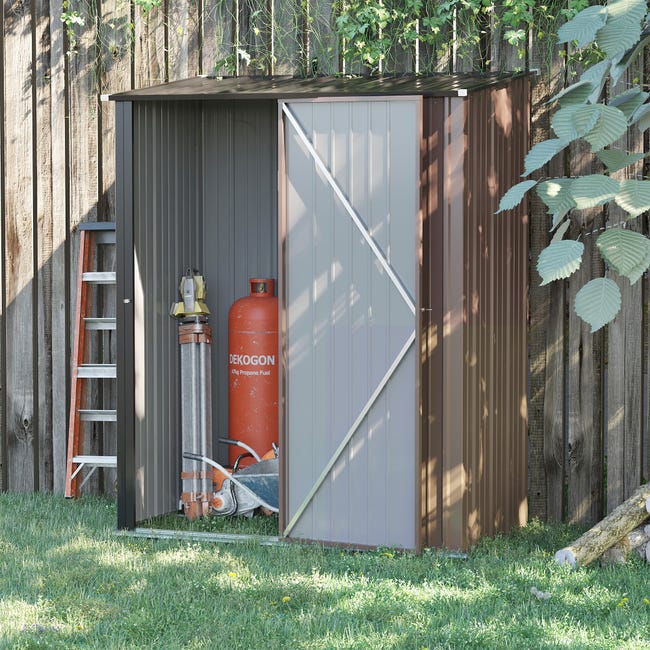 Outsunny caseta de jardín 0,92 m² 100x103x160 cm cobertizo de metálico con  puerta cerradura y