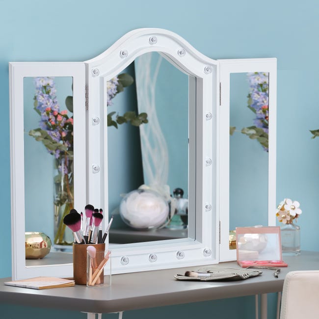 Espejo blanco de plástico PE para puerta de 33x123 cm